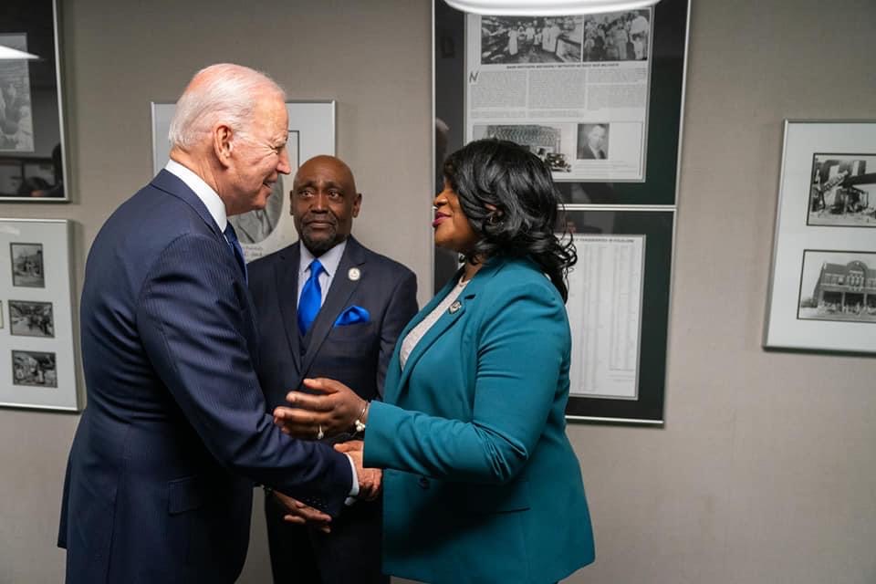 Descendants, coalition urge Biden to make Black Wall Street a national monument Tiffany Crutcher, Rev. Joey Crutcher, President Joe Biden